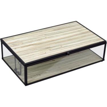 Imagem de Porta-Joias Home&Co 6x14x24cm Vidro Bege Enfeite Decoração para Sala M