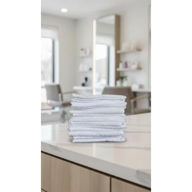 Imagem de Kit 10 Toalhas Salão 70x45cm 100% Algodão Branco - Congratulations Sto