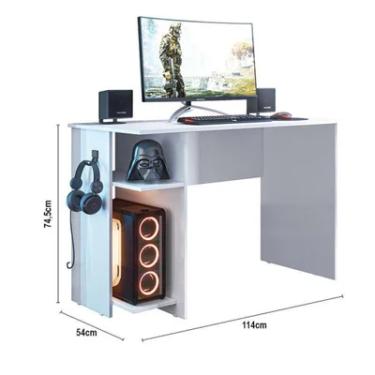 Imagem de Mesa Para Computador Gamer 3875 Branco Brilho - Qmovi.