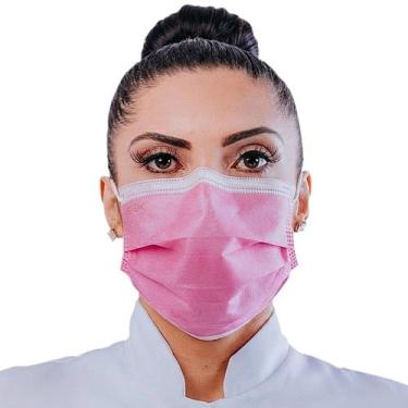 Imagem de Máscara Cirúrgica Descartável Tripla Rosa - 50 Máscaras - SPK