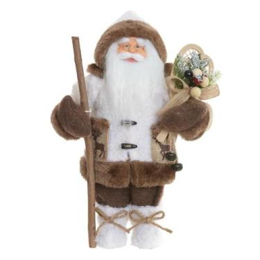 Imagem de Papai Noel Natal em Pé Bege e Marrom 30cm - D. E. A. D. A.
