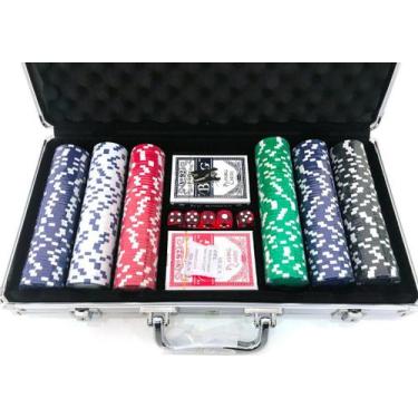 Imagem de Maleta Poker 300 Fichas Kit Completo 2 Baralhos 5 Dados - Poker Toy