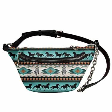 Imagem de GOSTONG Pochete Be Kind de couro de poliuretano para homens e mulheres, bolsas transversais leves, Estampa de listras nativas de cavalo, apanhador de sonhos, One Size