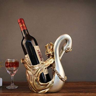 Imagem de Prateleira de vinho de resina europeia criativa com estampa de cisne dourada antiga bandeja de vinho ornamentos práticos decorações móveis de hotel artesanato 22 x 14 x 25 cm