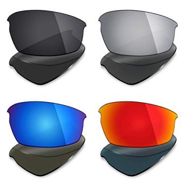 Imagem de 4 pares de lentes polarizadas de substituição Mryok para óculos de sol Oakley Bottlecap – Stealth preto/vermelho fogo/azul gelo/prata titânio