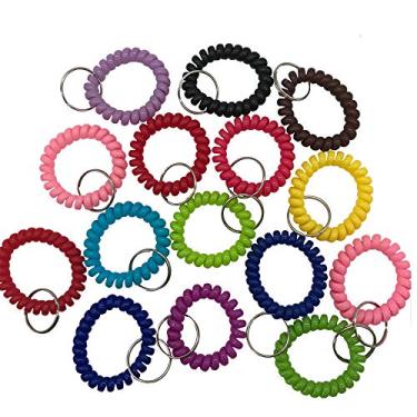 Imagem de DoTebpa 30 peças de pulseira espiral elástica com bobina de pulso chaveiros, pulseira chaveiro para esportes ao ar livre - multicolorido