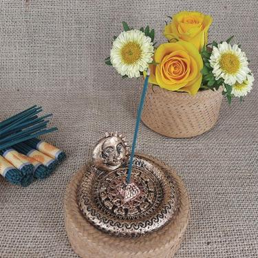 Imagem de Incensário Pratinho Sol Lua Dourado 13018