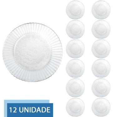 Imagem de 12 Pratos Redondo Raso 23cm Primavera Refeição Transparente