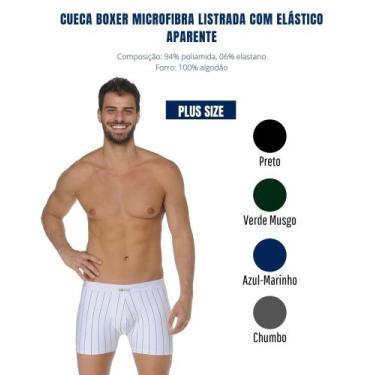 Imagem de Cueca Boxer Plus Size Microfibra Listrada C/ Elástico Bressan