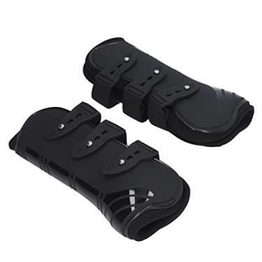 Imagem de Botas de perna de cavalo, protetor de tendão de cavalo PU Neoprene confortável para competições(Pernas dianteiras pretas, extra grande)