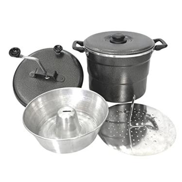 Imagem de Cuscuzeiro Craqueado 4 em 1 Em Alumínio 18' Panela Pudim Pipoqueira Cuscuz Legumes a Vapor