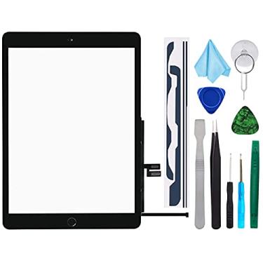 Imagem de Kit de reparo de digitalizador de tela sensível ao toque T Phael para iPad 10,2" 2019 iPad 7 7ª geração A2197 A2198 A2200 substituição de vidro frontal + ferramentas, Black(with button)