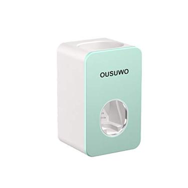 Imagem de Conjunto de dispensador automático de pasta de dente com espremedor de pasta de dente para banheiro familiar (verde)