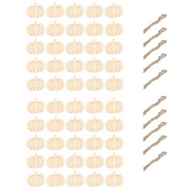 Imagem de 50 Peças Etiquetas Em Branco de Madeira, Fatias de Madeira de Abóbora Inacabadas Etiquetas de Presente Penduradas Em Madeira para Projetos de Bricolage Decoração de Artesanato