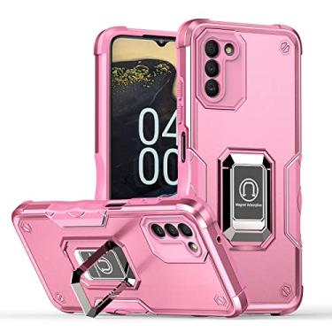 Imagem de Hee Hee Smile 3 em 1 suporte de anel magnético capa de telefone para Nokia G400 5G capa traseira de telefone resistente a choque rosa
