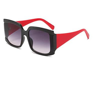 Imagem de Óculos de sol quadrado grande branco rosa para mulheres Óculos de sol de armação grande gradiente feminino sombra Uv400, vermelho preto, tamanho único