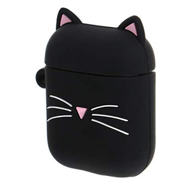 Imagem de VILLCASE Compatível para Airpods Silicone Cartooon Fone de Ouvido Fio Caixa de Fones de Ouvido Capa Protetora de Corpo Inteiro (Gato Preto)