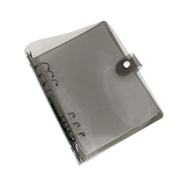 Imagem de A6 A5 Pasta de arquivo com tampa de PVC colorida de 6 furos e anel redondo com fecho de botão de pressão (Black, A6 combo)