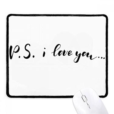 Imagem de Mousepad com citação "I Love You" escrito à mão, preto, borda costurada, antiderrapante, jogo