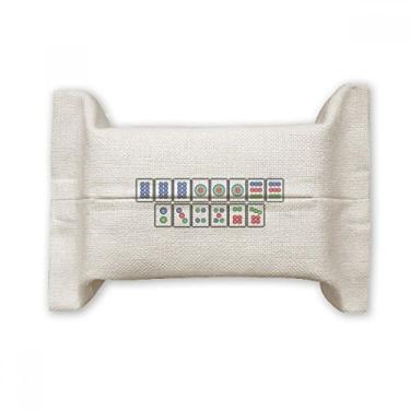 Imagem de Flush Suit Mahjong Tiles Suporte de capa de papel para lenços faciais Bolsa de linho de algodão