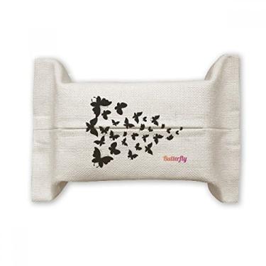 Imagem de Bolsa de linho de algodão com borboletas de cor escura
