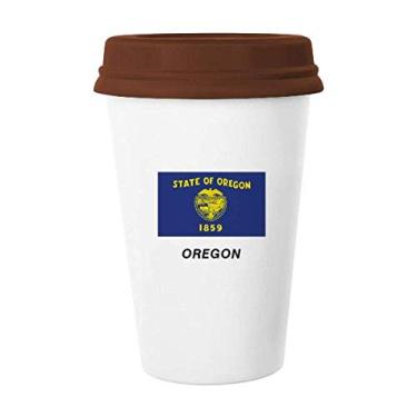 Imagem de Contorno da bandeira do estado americano Oregon Caneca de café Copo de cerâmica
