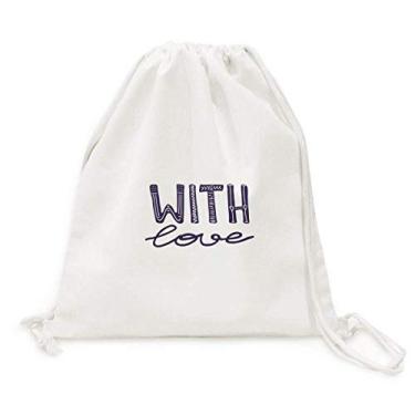 Imagem de Mochila com citação fofa com amor feita à mão e cordão para compras