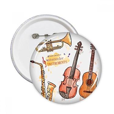 Imagem de Instrumentos musicais de guitarra, padrão aquarela, pinos redondos, emblema, decoração de roupas, 5 peças, presente