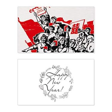 Imagem de Bandeira vermelha Mao Zedong citações Red China Festival Ano Novo Cartão Bless Mensagem presente