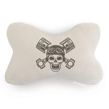 Imagem de DIYthinker Esqueleto luzes de motocicleta padrão óculos acabamento de carro, almofada almofada para apoio de cabeça