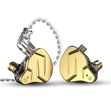 Imagem de Fones de ouvido KZ ZSN Pro X com fio 1BA + 1DD híbridos, fones de ouvido de metal HiFi IEM, fones de ouvido com redução de ruído e cabo destacável (sem microfone, dourado)