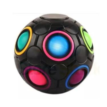 Imagem de Cubo Mágico Bola Puzzle Raibow Ball Criativa Preto - Fidgetoys