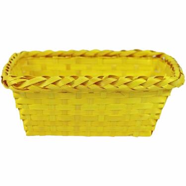 Imagem de Cesto De Bambu Retangular 25Cm Amarelo - Un