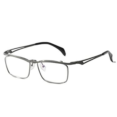Imagem de Óculos Flip Titanium Armação Masculina Semi-aro Quadrado Óculos Meio Óculos, Tamanho Único, PRATA