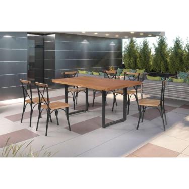 Imagem de Conjunto de mesa para área externa 6 cadeiras 1,60x0,90m - Lais - Metal Art