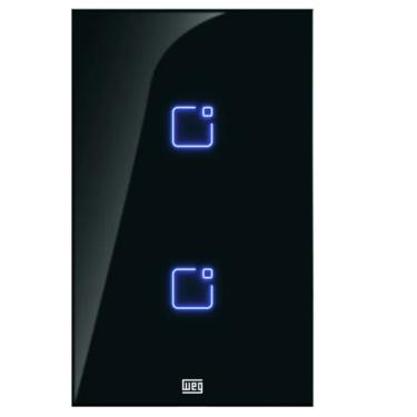 Imagem de Interruptor Touch Inteligente 2 Botoes WI-FI 10A + RF com Placa 4X2 WEG Home PRET.