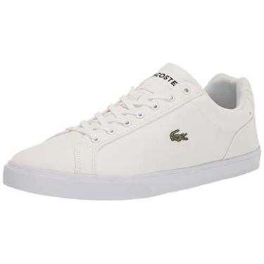 Imagem de Lacoste Tênis masculino Lerond Pro Baseline de couro, Branco/Branco, 45