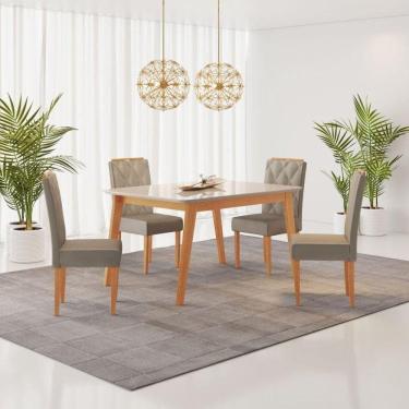 Imagem de Conjunto Sala de Jantar Mesa Elegance com 4 Cadeiras Diamante Jolie JCM Móveis Cinamomo/Off White