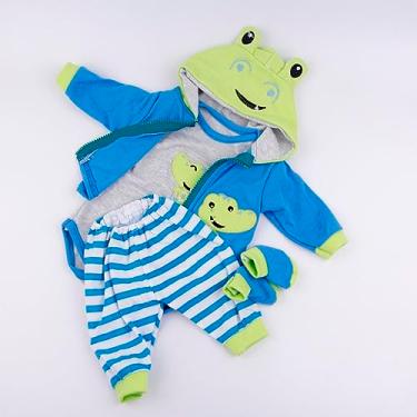 Imagem de Roupas para bebê reborn conjunto realista boneca recém-nascido laváveis estampa macacão baby de toque macio algodão com desenhos animados (Cor: 6, 55-60cm)