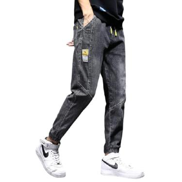 Imagem de Calças jeans calças jeans stretch calças masculinas coreanas harun calças moda adolescente nove pontos leggings japonesas, Cinza, XX-Large-3X-Large
