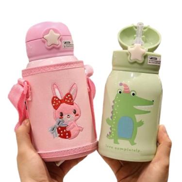 Imagem de Garrafa Térmica Infantil Inox Com Canudo e Desenho de 500ml
