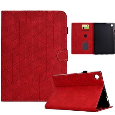 Imagem de Capa para tablet capa de couro premium Folio Stand Case compatível com Samsung Galaxy Tab A8 capa de 10,5 polegadas SM-X200/X205 capa com visualização em vários ângulos e função despertar automática (cor: vermelho