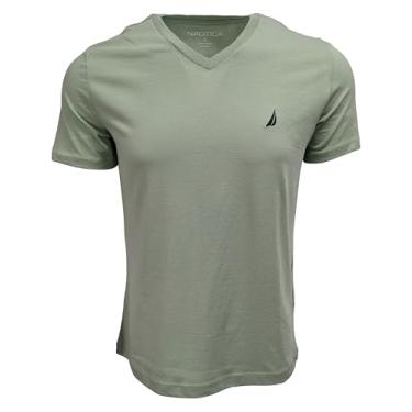 Imagem de Nautica Camiseta masculina de manga curta com decote em V, Fada verde, P