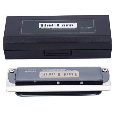 Imagem de Blues Harmonica Harmônica Bocal Gaita Blues, Harmônica Blues Harpa 10 Buracos Profissional Bucal g Presentes Chave Capa de Aço Inoxidável Para Iniciantes e Jogadores Profissionais (branco) Suprimentos de Instrumentos de Brincar