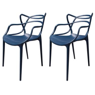 Imagem de Kit com 2 Cadeiras Aviv Estrutura em Polipropileno Fratini - Azul Marinho