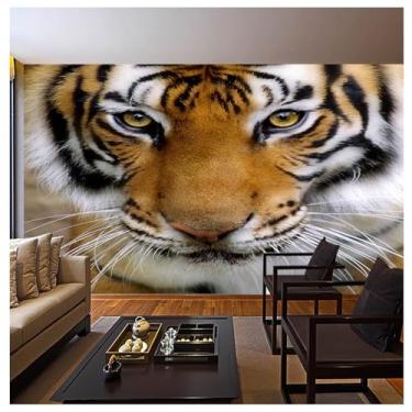 Imagem de TUYIFA Papel de parede de tigre 3d papel de parede sala de estar quarto TV sofá pintura decorativa mural de parede de fundo (169''x118'' (430x300cm), pano de seda)