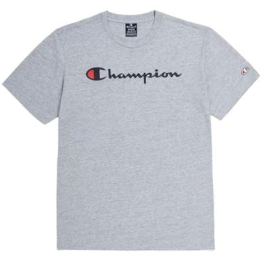 Imagem de Champion Camisa polo masculina, camisa atlética confortável, melhor camiseta polo para homens, Escrita cinza fumê mesclado., G