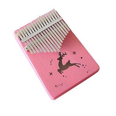 Imagem de Piano de dedo 17 teclas série rosa Kalimba instrumento de polegar, piano de dedo de polegar de bolso, piano Mbira para amantes de música, com martelo de afinação (18 cm x 13 cm) rosa 2