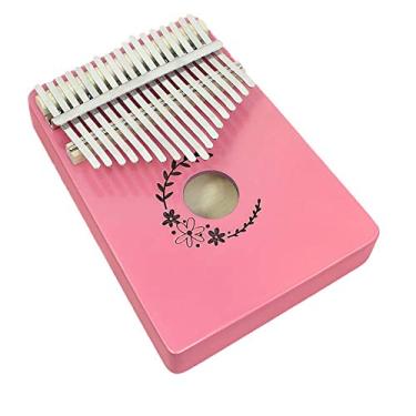 Imagem de Piano de dedo 17 teclas série rosa Kalimba instrumento de polegar, piano de dedo de polegar de bolso, piano Mbira para amantes de música, com martelo de afinação (18 cm x 13 cm) rosa 12