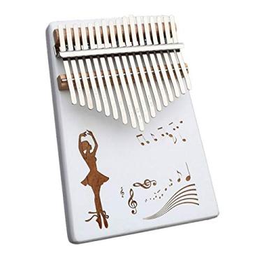 Imagem de Piano de polegar de 17 teclas portátil Mbira Sanza Piano de dedo, com instruções de estudo e martelo de afinação, para crianças adultos iniciantes Marimbas presente musical (estilo branco) vida